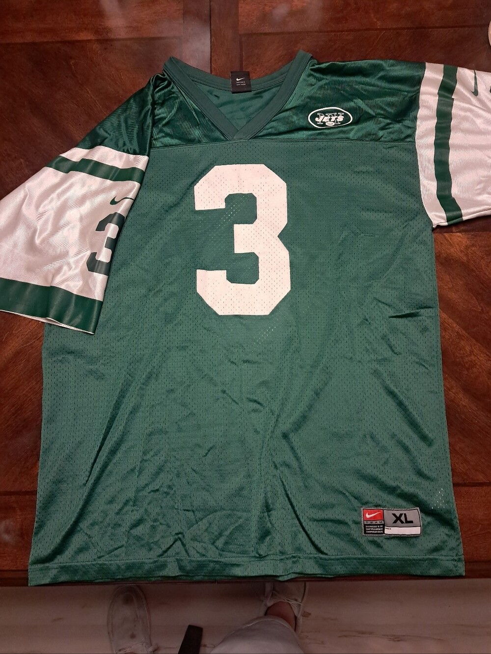 Nike Green and White Jets #3 Football Jersey